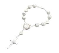 loytv Baptism Small Rosary Multicolor Faux Pearls Great for Christening/Baby Shower Party/Wedding/Holiday Present Baptism Rosary Beads for Baby