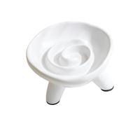 loytv Ceramic Pet Bowl for Slow Eating Cats and Small Dogs, Elevated Tripod Feeder with Interior and Anti-Slip Feet Anti Gulp Pet Bowl Raised Feeder Glossy Ceramic Daily Feeding Station Dry Food Safe