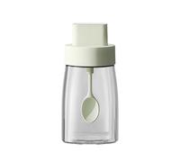 LOYUYU Kitchen Sodium Calcium Glass Spice Jars Seasonning Box Set of 1, Condiment Pots Spice Jars, Combination Retractable Spoon and Lid Design, Airtight Cap 230ml Green