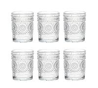 LOYUYU Set of 6, Romantic Water Glasses, 250ml Premium Drinking Glasses Tumblers, Vintage Glassware Set for Juice, Beverages, Beer, Cocktail