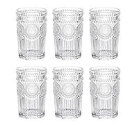 LOYUYU Set of 6, Romantic Water Glasses, 350ml Premium Drinking Glasses Tumblers, Vintage Glassware Set for Juice, Beverages, Beer, Cocktail
