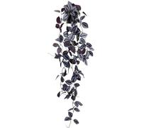 LOYWREE Small Fake Hanging Purple Eyebrow Leaf Plant Artificial Potted Plants Indoor 39-in Long Faux Dark Black Vine Plant with Pot for Shelf Home Office and Outdoor Garden Decor (Black Pot)