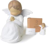 Loyzcy First Communion Gifts for Girls, Christian Baptism Confirmation Gift for Girl Daughter Granddaughter Teen, Resin Catholic Prayer Angels, Hand-Painted Faith Corner Decor