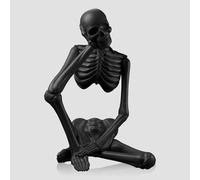 Loyzcy Thinker Statue Decor, Resin Sculptures Whimsical Home Decor, Black Skeleton Skull Abstract Aesthetic, Collectible Figurines for Table Office Shelf Decor