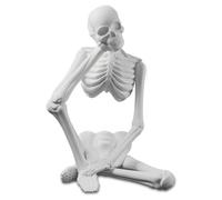 Loyzcy Thinker Statue Decor, Resin Sculptures Whimsical Home Decor, White Skeleton Skull Abstract Aesthetic, Collectible Figurines for Table Office Shelf Decor