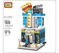 LOZ 1635 City Street Cinema Movie Theater Popcorn Shop Architecture DIY Mini Blocks Bricks Building Toy for Children Gift no Box