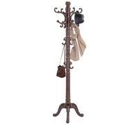 LOZABEE Wood Coat Rack Stand, Classic Wooden Coat Rack Freestanding with Sturdy Triangle Base, Vintage Coat Racks with 14 Hooks, Natural Birch Wood Entryway Corner Office Coat Hall Tree Hanger Stand