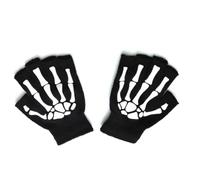 Lozadia Halloween Skeleton Glove Fingerless Skull Bone Glove Glow in The Dark Mechanic Luminous Winter Warm Gloves, Half Finger Gloves for Adult Men Women Halloween Costume Accessories-Claw