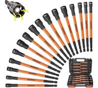 LOZAGU 16Pcs Long Magnetic Nut Driver Set for Impact Drill | 6 Inch Long Nut Driver Set | SAE and Metric | 1/4 Inch Hex Shank | Cr-V Steel