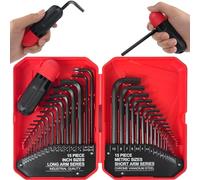LOZAGU 35-Piece Allen Key Set, SAE and Metric Hex Key Set, SAE 0.028"-3/8" inch, Metric 0.7mm-10mm, Chrome Vanadium Steel, Torque Handle L Shape