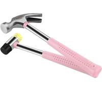 LOZAGU 8oz Hammer, 2-Piece Small Claw Hammer & Rubber Mallet Hammer Mini Hammer Set(Pink)