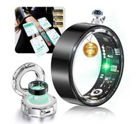 Lozltx Smart Ring with Wireless Charging Station, Military-Tested Titanium Design & IP68, Smart Ring Fitness Ring, 30 Language Support, Smart Rings for Men and Women for Android iOS (Black, Size 8