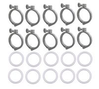 LOZOME Tri-clamp Single Pin Heavy Duty Tri Clamp with Wing Nut for Ferrule TC 1.5" with Silicone Gasket Set Stainless Steel 304 10set