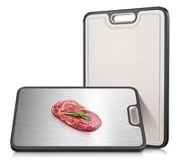 LOZOVIN Double-Sided GR1 Titanium&Wheat Straw Cutting Board,15”*10“ Cutting Board for Kitchen, Non toxic Chopping Board for Meat & Vegetables, Non-Slip Silicone Edge, Juice Groove