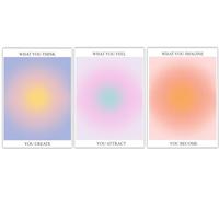 LOZULO Colourful Aura Canvas Wall Art Posters for Bedroom Living Room Decor,Modern Wall Art Prints x 3 A4 Unframed Wall Art Pictures Aesthetic Artwork Poster Wall Prints for Hallway