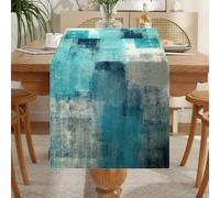 LOZULO Table Runner Modern Teal Runner Table Boho Linen Table Runner Washable Country House Style Table Runner Party Table Decoration Outdoor Weatherproof Table Runner 40 x 180 cm for Coffee Table