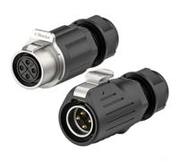LP-20 IP68 Waterproof Aviation Connector, Heavy-Duty Zinc Alloy Circular With Gold-Plated Copper Core For 2P/3P/4P Wiring, For Marine Automation Security Systems(EW-LP20-4P)