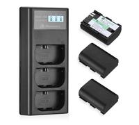 LP-E6 / LP-E6N Battery 3 Pack with 3 Channel LCD Charger - Compatible with EOS 5D Mark IV/R5/R6/R6 Mark II/6D Mark II/5D Mark III/90D/80D/70D/R/XC10/XC15