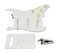 LP Electric Guitar Pickguard, Retro White Color 3 Layer PVC Alnico 3 Double Coil Pickup, with Wiring Harness, Switch, Socket, for ST (Chrome Ship Plug