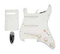 LP Electric Guitar Pickguard, Retro White Color 3 Layer PVC Alnico 3 Double Coil Pickup, with Wiring Harness, Switch, Socket, for ST (Black Ship Plug