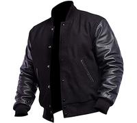 LP-FACON Baseball Jacket Men - College Letterman Jackets - Black Varsity Jacket for Men