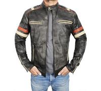 LP-FACON Biker Jacket Men - Cafe Racer Leather Jacket - Vintage Leather Jacket Men - Leather Motorcycle Jacket - Harley Jacket