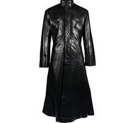 LP-FACON Black Long Trench Coat Men - Men Gothic Coat - Matrix Morpheus Costume - Long Leather Jacket