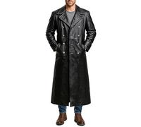 LP-FACON German Classic Officer Military World War 2 Trench Uniform Costume Leather Coat