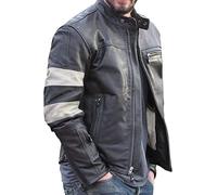 LP-FACON Keanu Reeves Jacket - Mens Black Motorcycle Lambskin Leather Biker Jacket Men