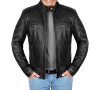 LP-FACON Mens Black Leather Jacket - Vintage Racing Biker Jacket Men - Lambskin Motorcycle Jacket - cafe racer Leather Jacket Mens