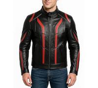 LP-FACON Mens Futuristic Biker Motorcycle Real Sheepskin Leather Jacket Cosplay Costume