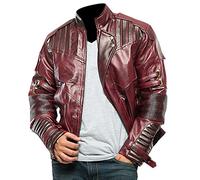 LP-FACON Mens Galaxy Star Chris Pratt Lord Distressed Maroon Guardians Peter Quill Jacket