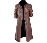 LP-FACON Mens Gaming Cosplay Costume Halloween Gothic Leather Trench Coat
