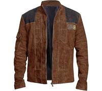 LP-FACON Mens Star Space Solitary Movie Cosplay Halloween Costume Western Suede Leather Jacket