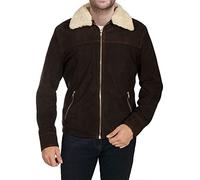 LP-FACON Rick Grime Jacket - The Walking Season 5 Dead Fur Collar Brown Suede Leather Jacket