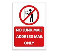 LP Lifestyle Address Mail Only No Junk Mail Sign - Durable Weatherproof Waterproof Rust-Free PVC Door Letterbox Sign No Flyers or Unaddressed Mail No.479 (A4 (210mm x 297mm) - No Holes)