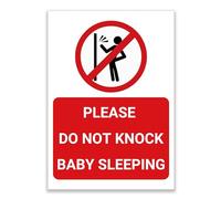 LP Lifestyle Baby Sleeping Do Not Knock Sign - Durable Weatherproof Waterproof Rust-Free PVC Door Sign Please Do Not Knock Quiet Notice for Home No.480 (A4 (210mm x 297mm) - No Holes)