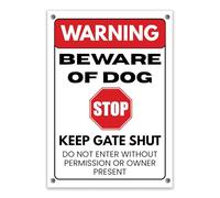 LP Lifestyle Beware Of Dog Sign Warning Keep Gate Shut Do Not Enter - Weatherproof Rust-Free Durable PVC Outdoor Garden Home Security Notice No. 575 (A4 (210mm x 297mm) - Holes)