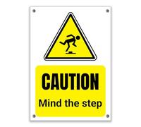 LP Lifestyle Caution Mind the Step Sign - Rust-Free Waterproof & Weatherproof PVC Safety Warning Sign for Indoor & Outdoor Use, Slip & Trip Hazard Notice No.327 (A4 (210mm x 297mm) - No Holes)