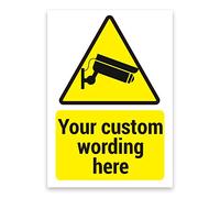 LP Lifestyle Custom CCTV Warning Sign - Weatherproof PVC Security Notice with Camera Symbol, Personalised Text Option, Outdoor Surveillance Sign for Homes & Businesses. No 008