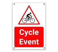 LP Lifestyle Cycle Event Sign - Weatherproof Rust-Free PVC Event Warning Sign, Durable Waterproof Plastic Notice for Roads, Routes & Public Areas No.297 (A4 (210mm x 297mm) - Holes)