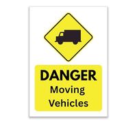 LP Lifestyle Danger Moving Vehicles Sign - Durable Weatherproof Waterproof Rust-Free PVC Safety Warning Notice Car Park Warehouse Depot Outdoor No.514 (A4 (210mm x 297mm) - No Holes)