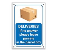 LP Lifestyle Deliveries If No Answer Please Leave Parcels in the Parcel Box Sign - Durable Weatherproof Rust-Free Waterproof PVC Delivery Notice for Outdoor Use No.382 (A5 (148mm x 210mm) - Holes)