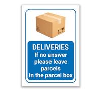 LP Lifestyle Deliveries If No Answer Please Leave Parcels in the Parcel Box Sign - Durable Weatherproof Rust-Free Waterproof PVC Delivery Notice for Outdoor Use No.382 (A5 (148mm x 210mm) - No Holes)