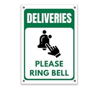 LP Lifestyle Deliveries Please Ring Bell Sign - Durable Weatherproof Rust-Free Waterproof PVC Doorbell Instruction Sign for Homes, Entrance Delivery Sign No.414 (A6 (105mm x 148mm) - Holes)