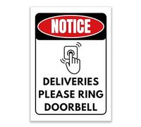 LP Lifestyle Deliveries Please Ring Doorbell Sign - Durable Waterproof Weatherproof Rust-Free PVC Sign, Clear Notice Sign for Door Delivery Instructions Use No.457 (A6 (105mm x 148mm) - No Holes)