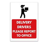 LP Lifestyle Delivery Drivers Please Report to Office Sign Durable Weatherproof Rust-Free Waterproof PVC Warehouse Business Safety Notice Entrance Sign No.495 (A4 (210mm x 297mm) - No Holes)