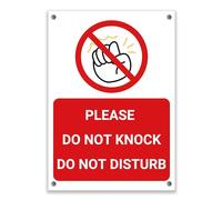 LP Lifestyle Do Not Knock Do Not Disturb Sign - Durable Weatherproof Waterproof Rust-Free PVC Door Sign Please No Knocking Quiet Privacy Notice No.481 (A6 (105mm x 148mm) - Holes)