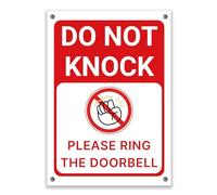 LP Lifestyle Do Not Knock Please Ring Doorbell Sign - Durable Weatherproof Rust-Free Waterproof PVC Door Notice Sign for Homes, Offices, Delivery Instruction No.420 (A6 (105mm x 148mm) - Holes)