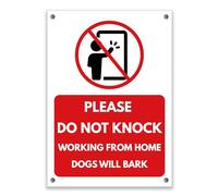 LP Lifestyle Do Not Knock Sign Working From Home Dogs Will Bark Durable Weatherproof Rust-Free Waterproof PVC Door Notice Home Office Sign No.507 (A5 (148mm x 210mm) - Holes)